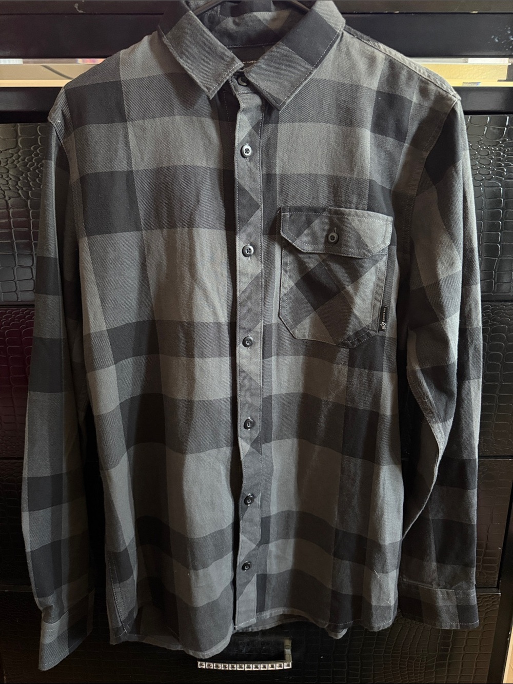 Fox Black and Gray Plaid Button-Down Shirt